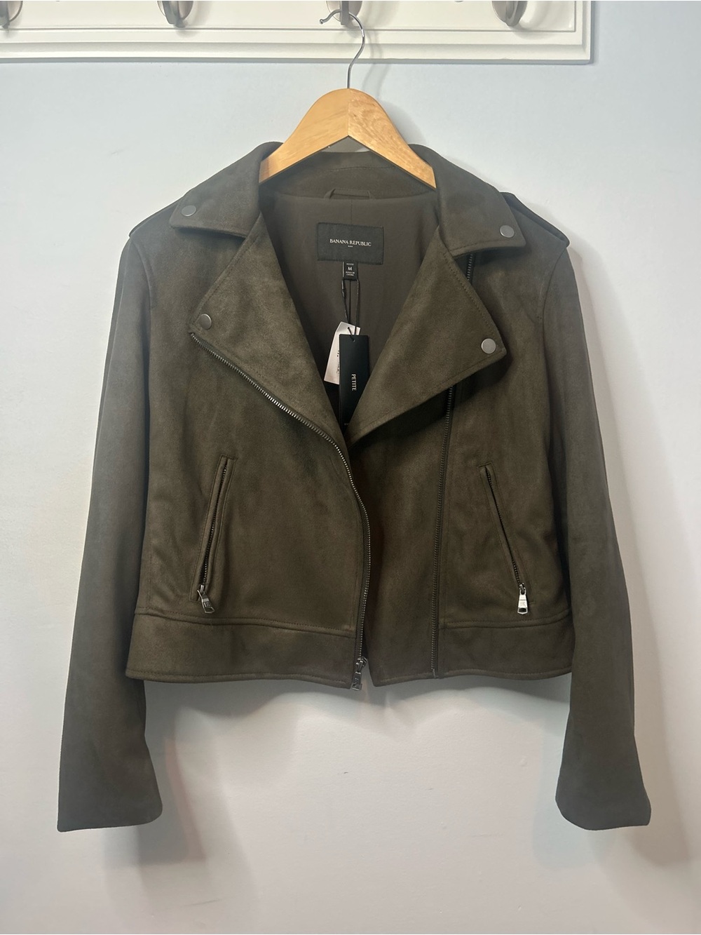 Banana Republic Olive Green Faux Suede Moto Jacket